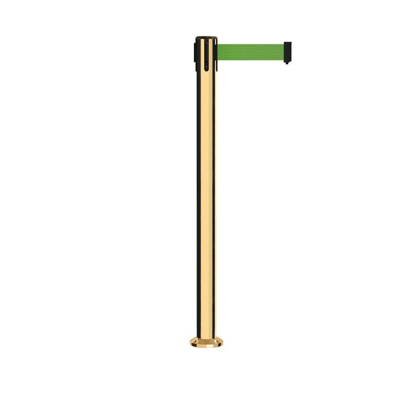 Montour Line Stanchion Belt Barrier Fixed Base Pol.Brass Post 11ft.Green Belt MX630F-PB-GN-110